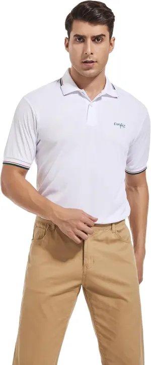 Mens Moisture Wicking Breathable Polo Shirt Summer Casual Quick Dry UV Protection Short Sleeve Regular Fit
