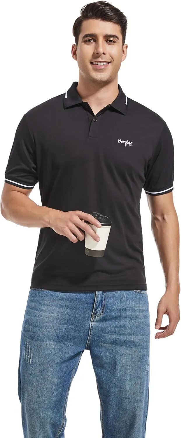 Mens Moisture Wicking Breathable Polo Shirt Summer Casual Quick Dry UV Protection Short Sleeve Regular Fit