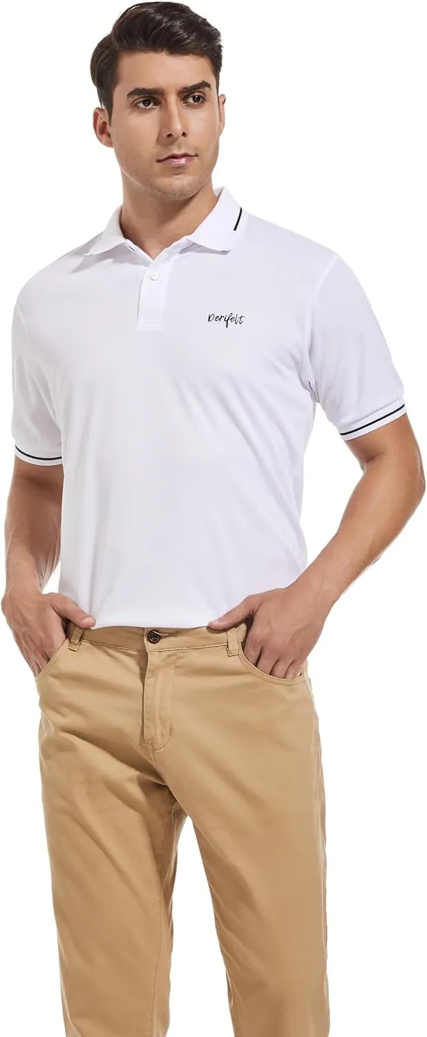 Mens Moisture Wicking Breathable Polo Shirt Summer Casual Quick Dry UV Protection Short Sleeve Regular Fit