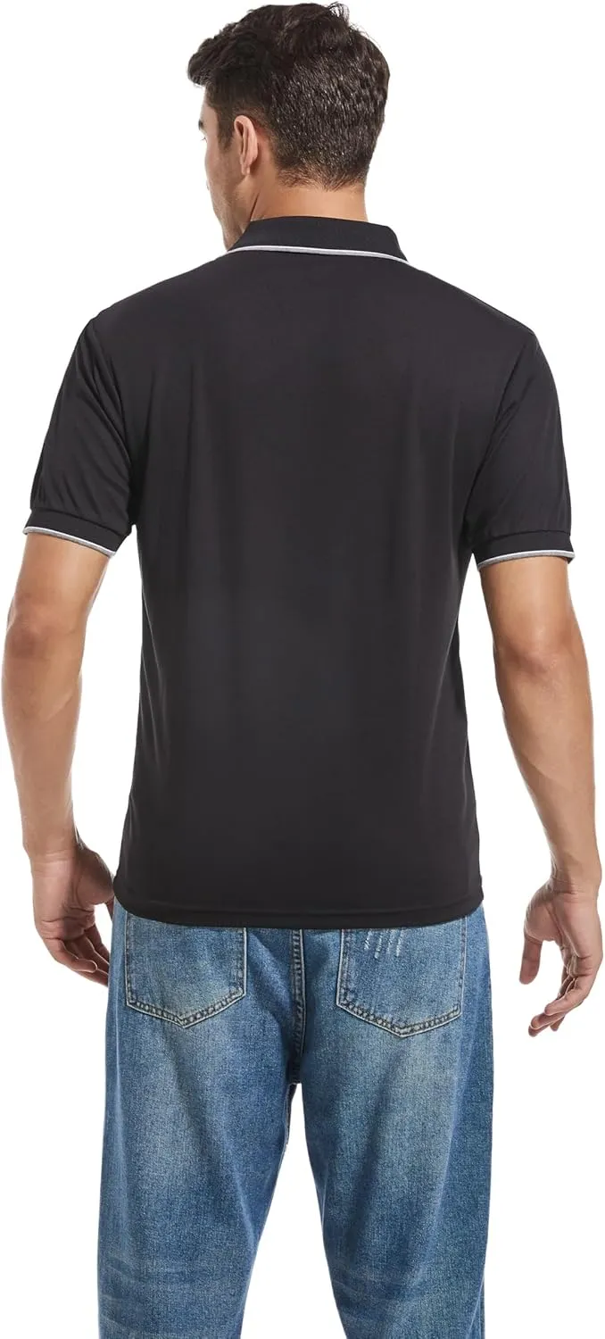 Mens Moisture Wicking Breathable Polo Shirt Summer Casual Quick Dry UV Protection Short Sleeve Regular Fit