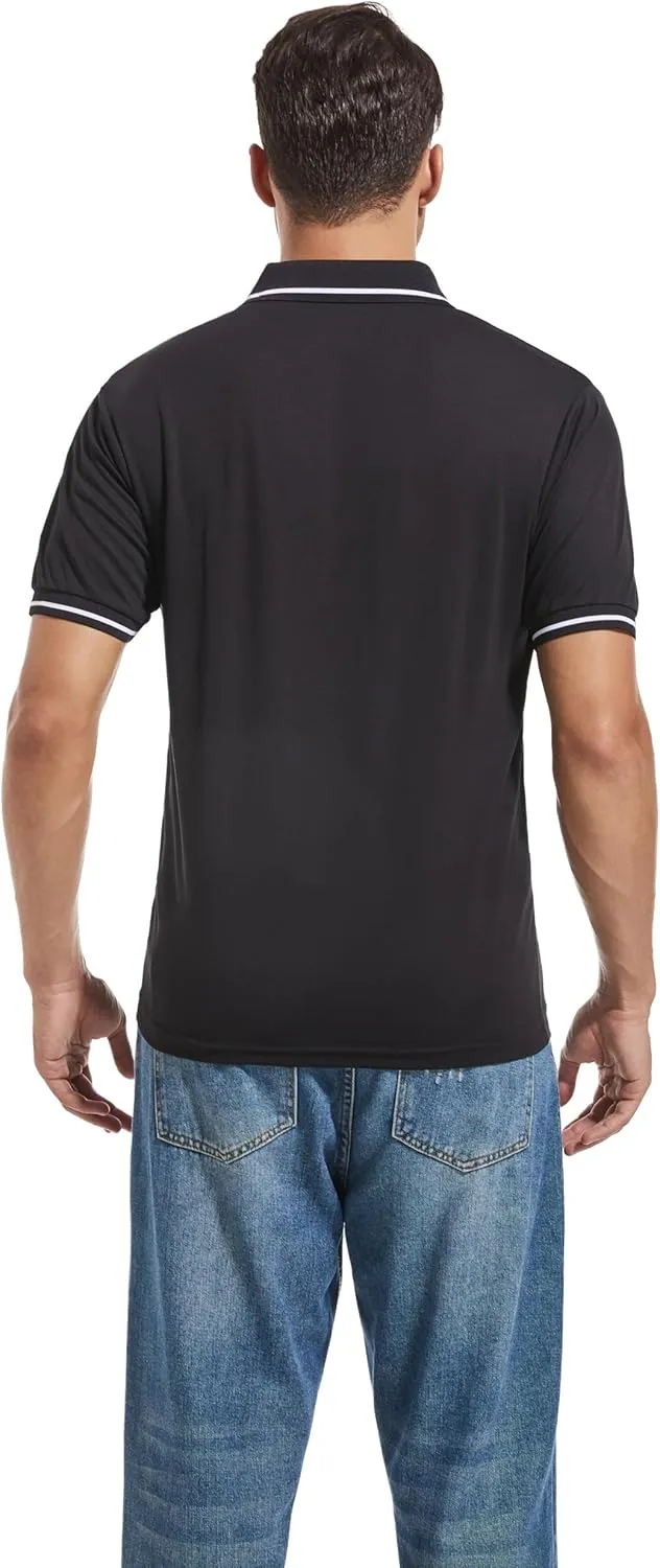 Mens Moisture Wicking Breathable Polo Shirt Summer Casual Quick Dry UV Protection Short Sleeve Regular Fit