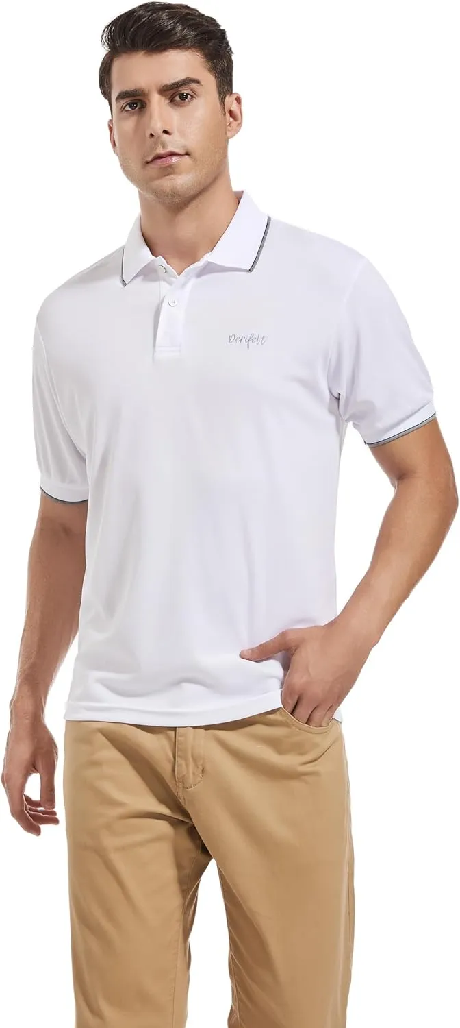 Mens Moisture Wicking Breathable Polo Shirt Summer Casual Quick Dry UV Protection Short Sleeve Regular Fit