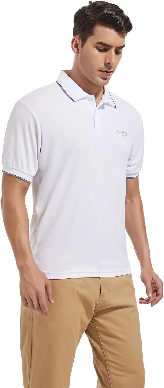 Mens Moisture Wicking Breathable Polo Shirt Summer Casual Quick Dry UV Protection Short Sleeve Regular Fit
