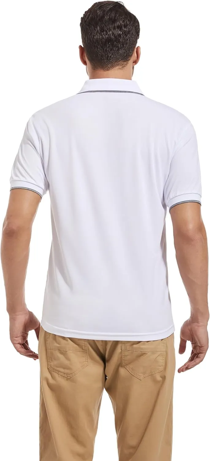 Mens Moisture Wicking Breathable Polo Shirt Summer Casual Quick Dry UV Protection Short Sleeve Regular Fit