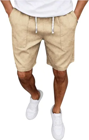 Mens Vintage Casual Beach Vacation Shorts Elastic Waist Comfort Breathable Lounge Shorts Summer Cropped Pants