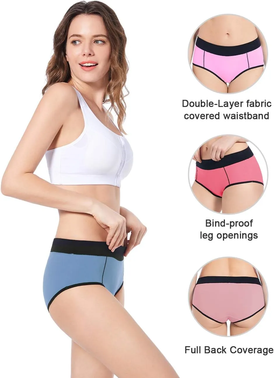 Molasus Women's Soft Cotton Briefs Ladies Mid-High Waisted Full Coverage Panties (Regular & Plus Size)