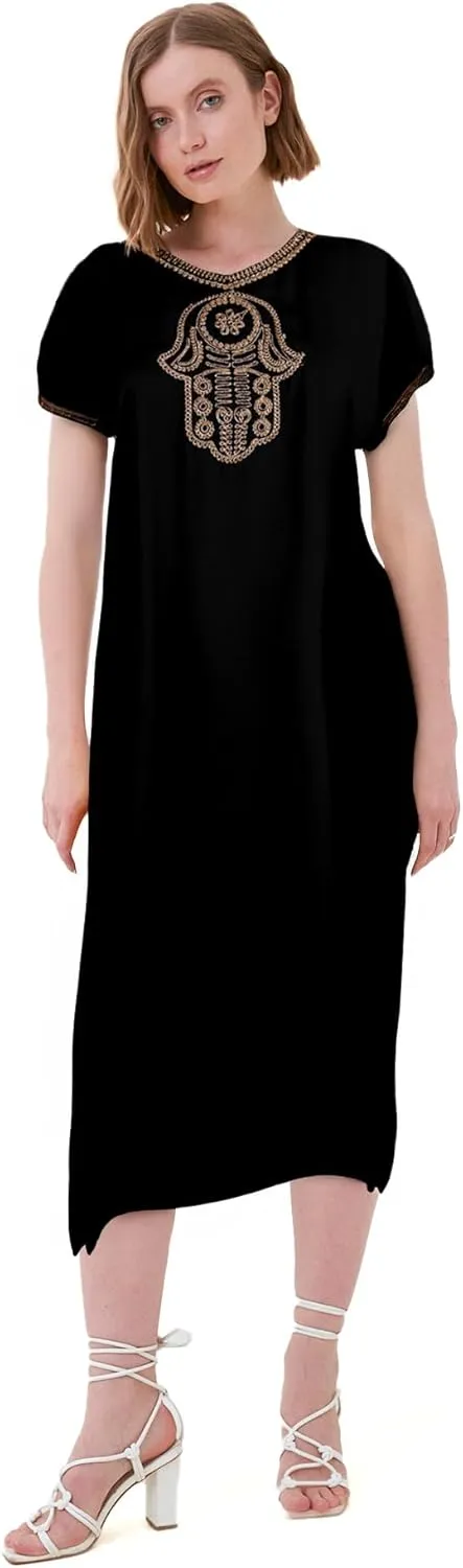 Moroccan Kaftan Dress  One Size Plus for Women as Loungewear, Beach Cover-Up, Bridal, Bridesmaid, Honeymoon & Daily Wear