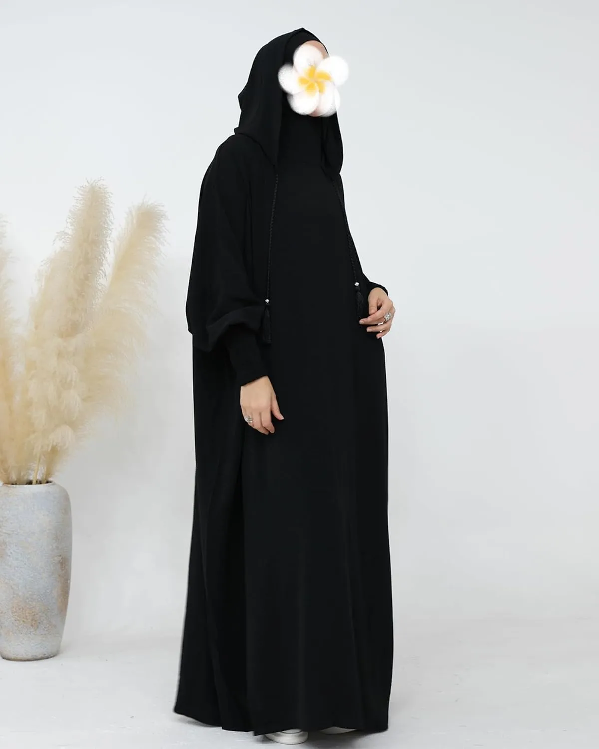 Muslim Prayer Dress Women Hooded Abaya Solid Color Dubai Maxi Dress Elastic Cuffs Islamic Clothes Long Sleeve Jilbab