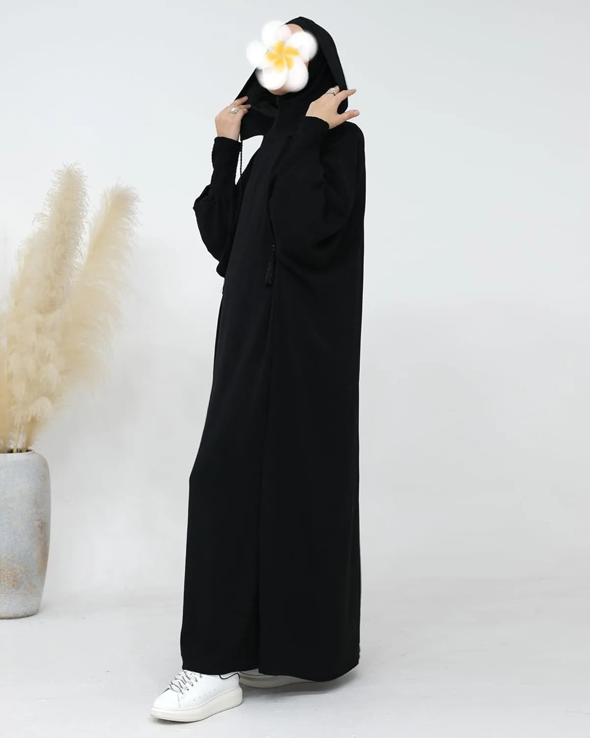 Muslim Prayer Dress Women Hooded Abaya Solid Color Dubai Maxi Dress Elastic Cuffs Islamic Clothes Long Sleeve Jilbab