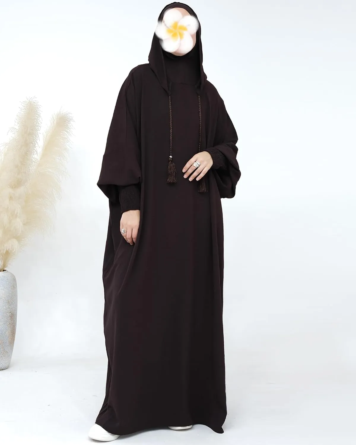 Muslim Prayer Dress Women Hooded Abaya Solid Color Dubai Maxi Dress Elastic Cuffs Islamic Clothes Long Sleeve Jilbab