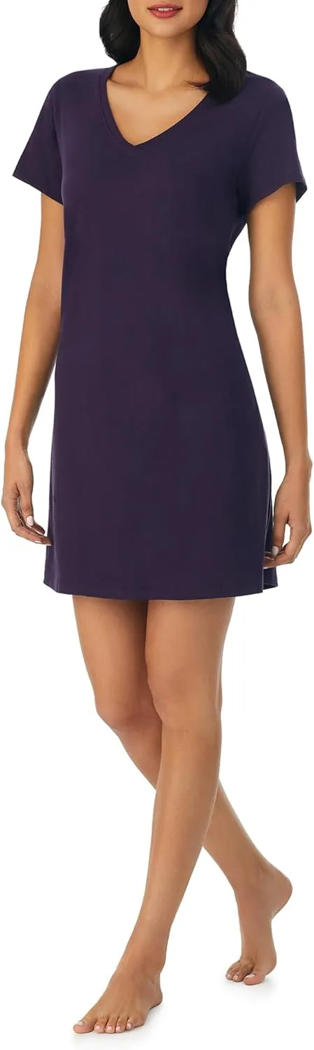 Nautica Womens Sleep Shirt Dress - Cotton Knit Jersey V-Neck Pajama Top - Lightweight & Breathable Sleepwear Loungewear