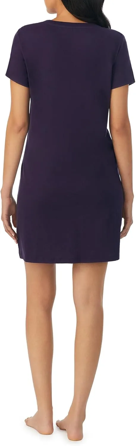 Nautica Womens Sleep Shirt Dress - Cotton Knit Jersey V-Neck Pajama Top - Lightweight & Breathable Sleepwear Loungewear