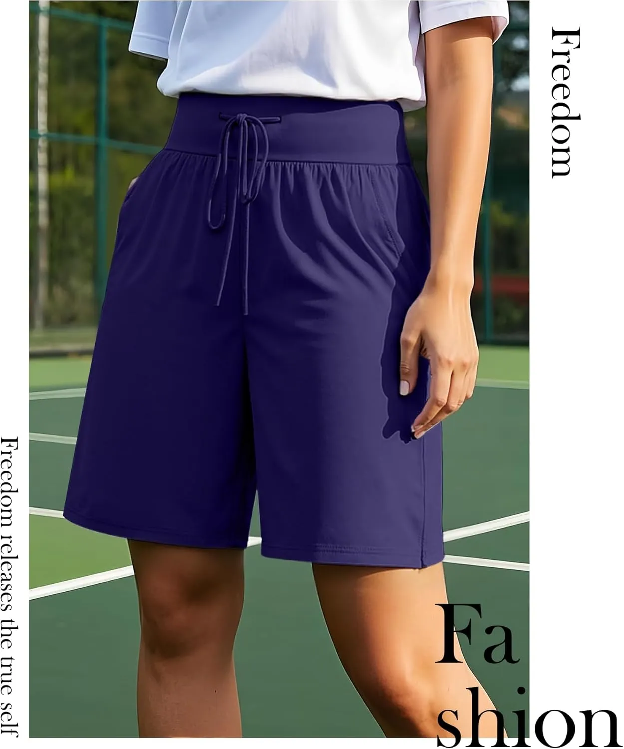 Neer 3 Pack Cotton Bermuda Shorts for Women Wide Leg High Waisted Drawstring Gym Shorts with Pocket