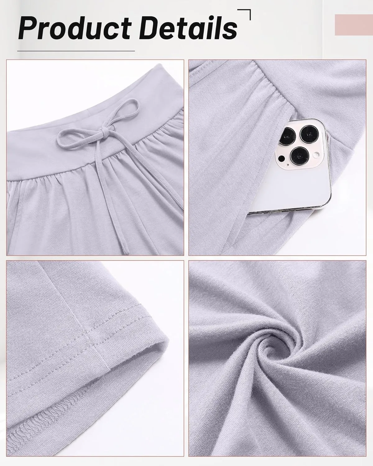 Neer 3 Pack Cotton Bermuda Shorts for Women Wide Leg High Waisted Drawstring Gym Shorts with Pocket