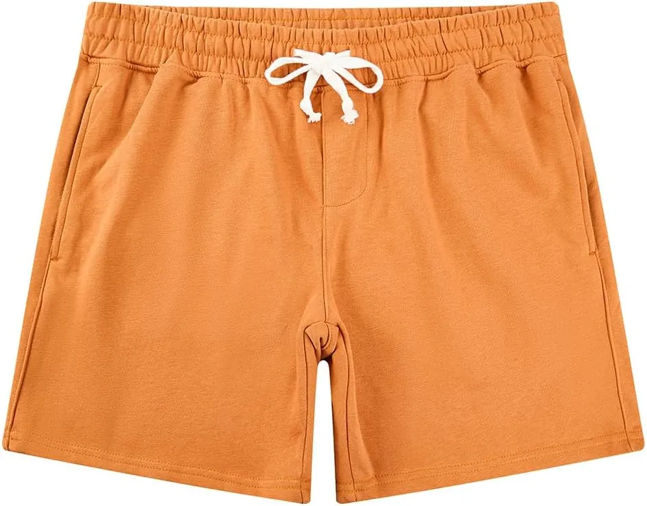 NIMENJOJA Mens 5.5" Athletic Gym Shorts Cotton Jogger Workout Lounge Jersey Zipper Pocket Sweat Shorts