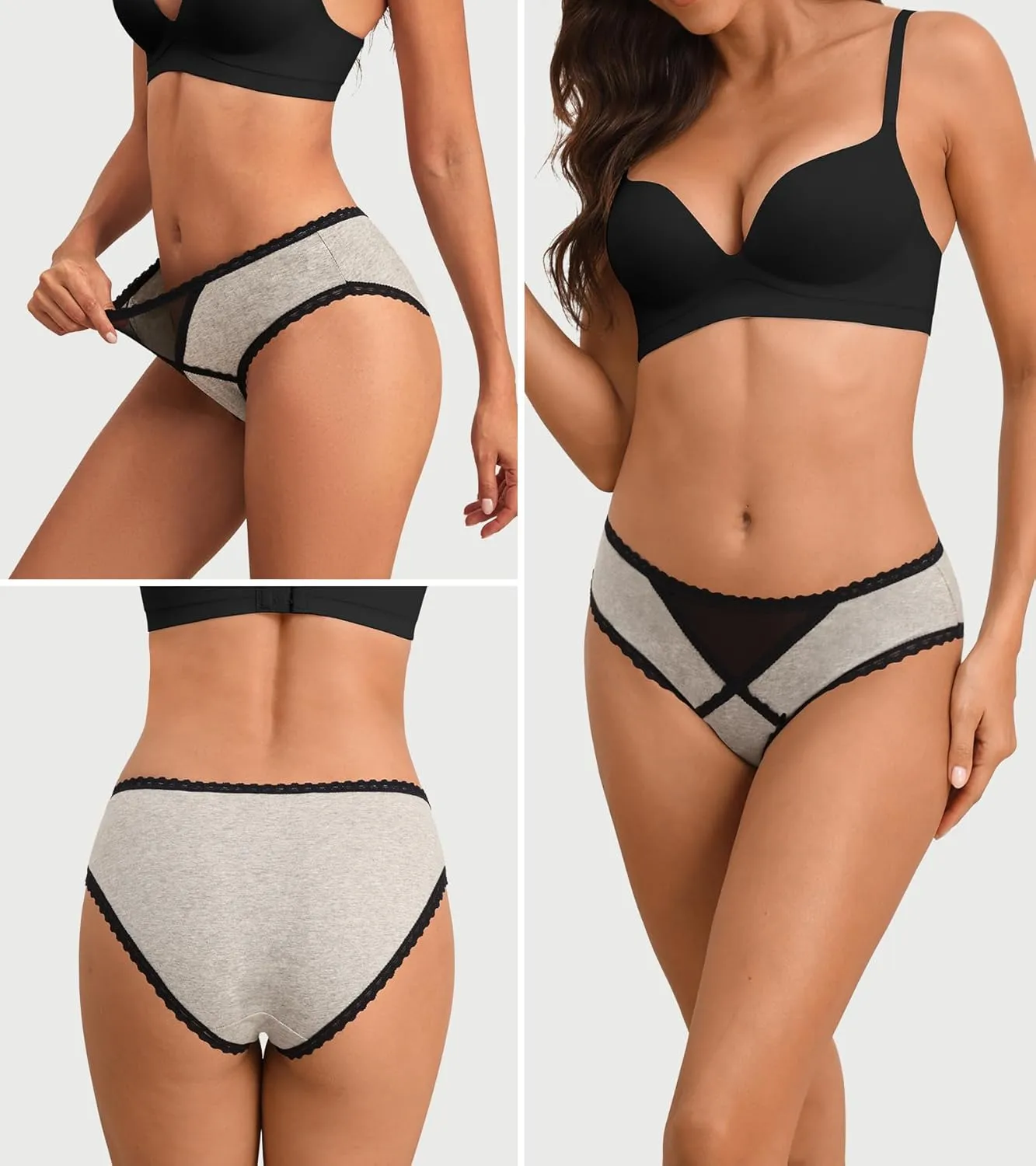 OLIKEME Womens Underwear Cotton Hipster Panties Low Rise No Show Briefs Soft Stretch Breathable Ladies Panties 6 Pack