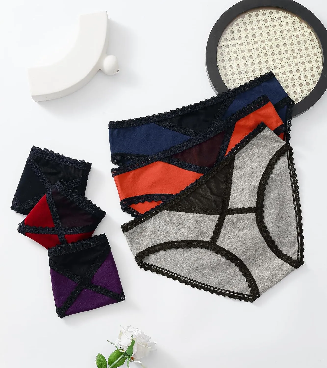 OLIKEME Womens Underwear Cotton Hipster Panties Low Rise No Show Briefs Soft Stretch Breathable Ladies Panties 6 Pack