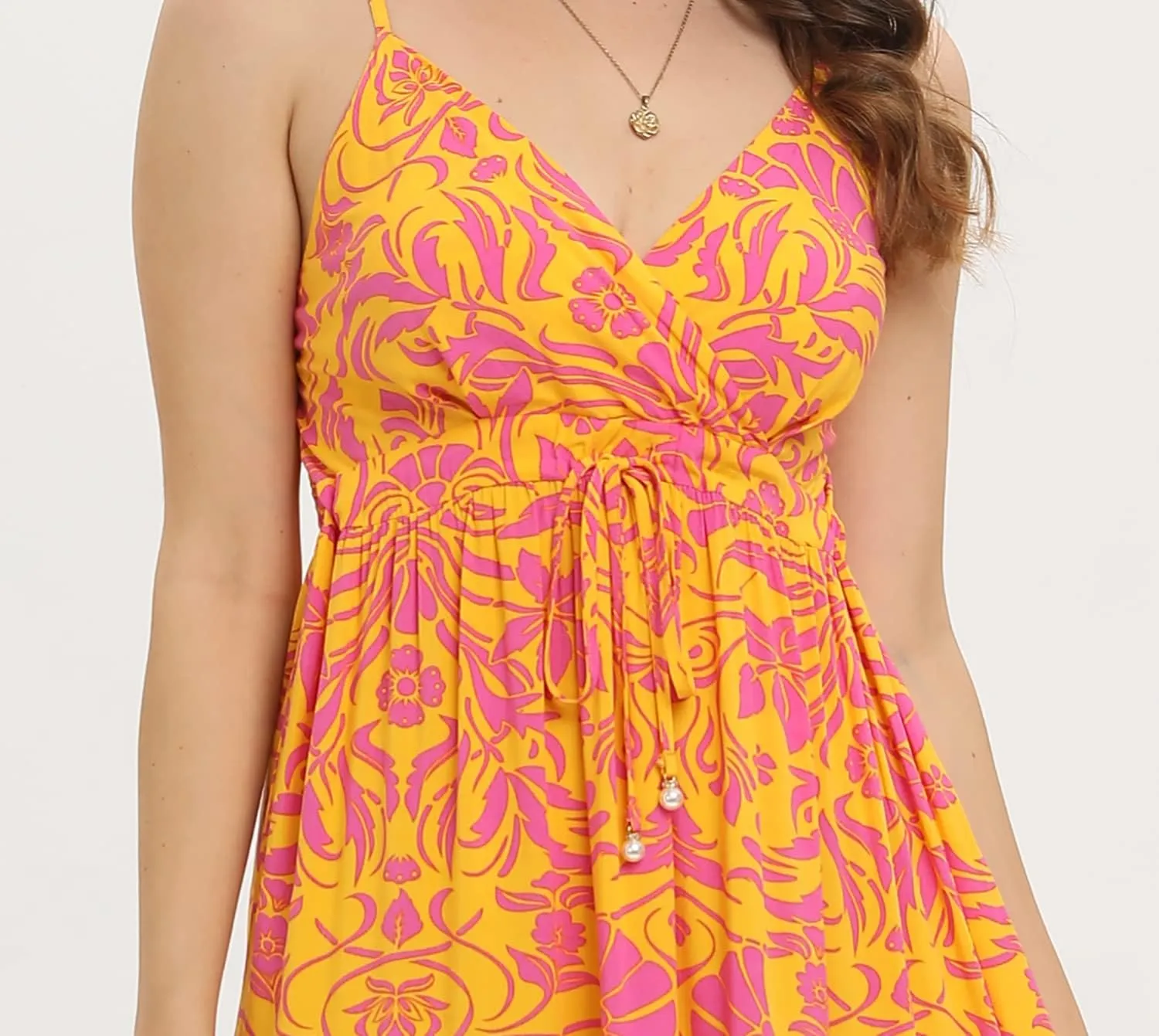 OSTOO Women's Floral Print Maxi Dresses Sleeveless Sleeves Boho Empire Waist Dress