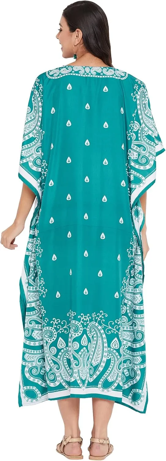 Oussum Plus Size Kaftan for Women Polyester Summer Caftan Swimwear Cover Ups Maxi Beach Dress