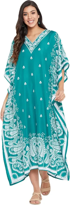 Oussum Plus Size Kaftan for Women Polyester Summer Caftan Swimwear Cover Ups Maxi Beach Dress