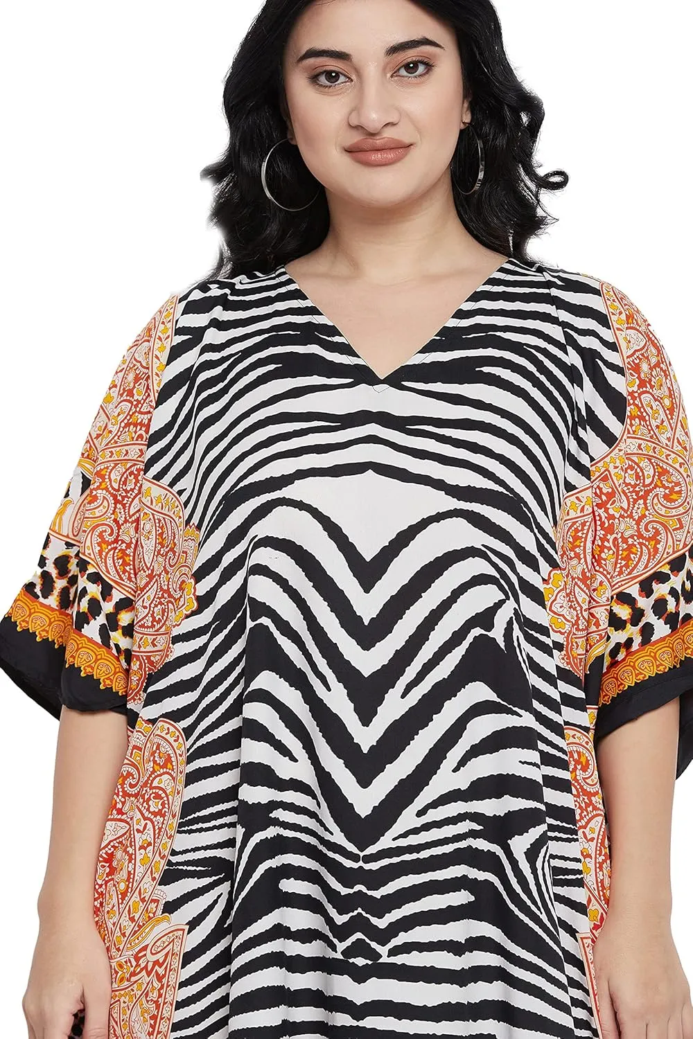 Oussum Women Casual Kaftan Plus Size Long Dubai Caftan Beach Polyester Maxi House Dress for Ladies