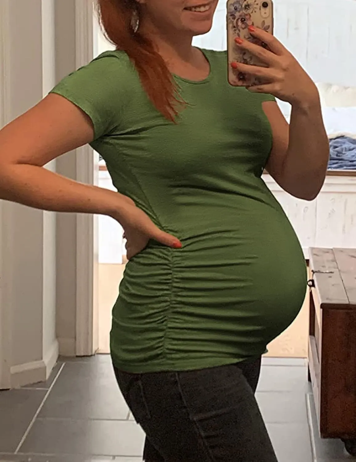 Peauty Maternity Shirts Maternity Clothes Side Ruched Maternity Tops for Women Pregnancy Shirts