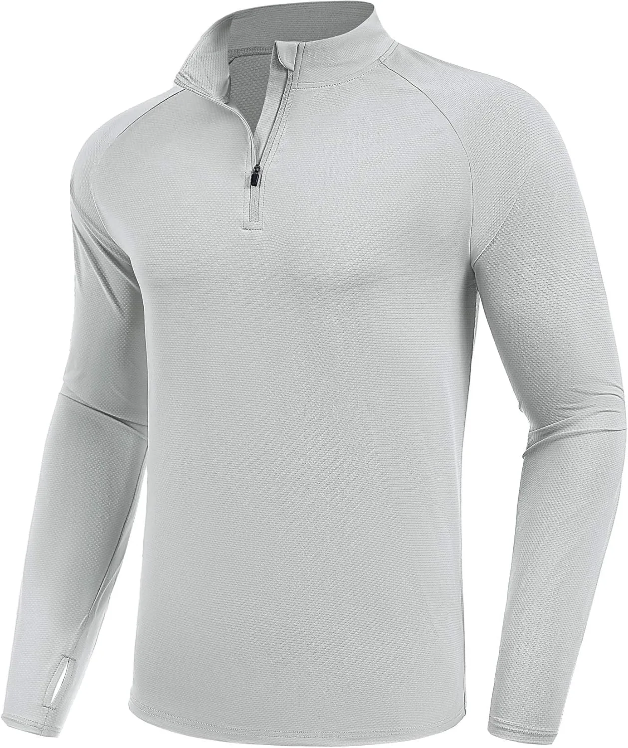 PINSPARK UV Long Sleeve Shirt for Men Quarter Zip Pullover Lightweight Rash Guard with Thumb Hole Quick Dry Workout Shirts