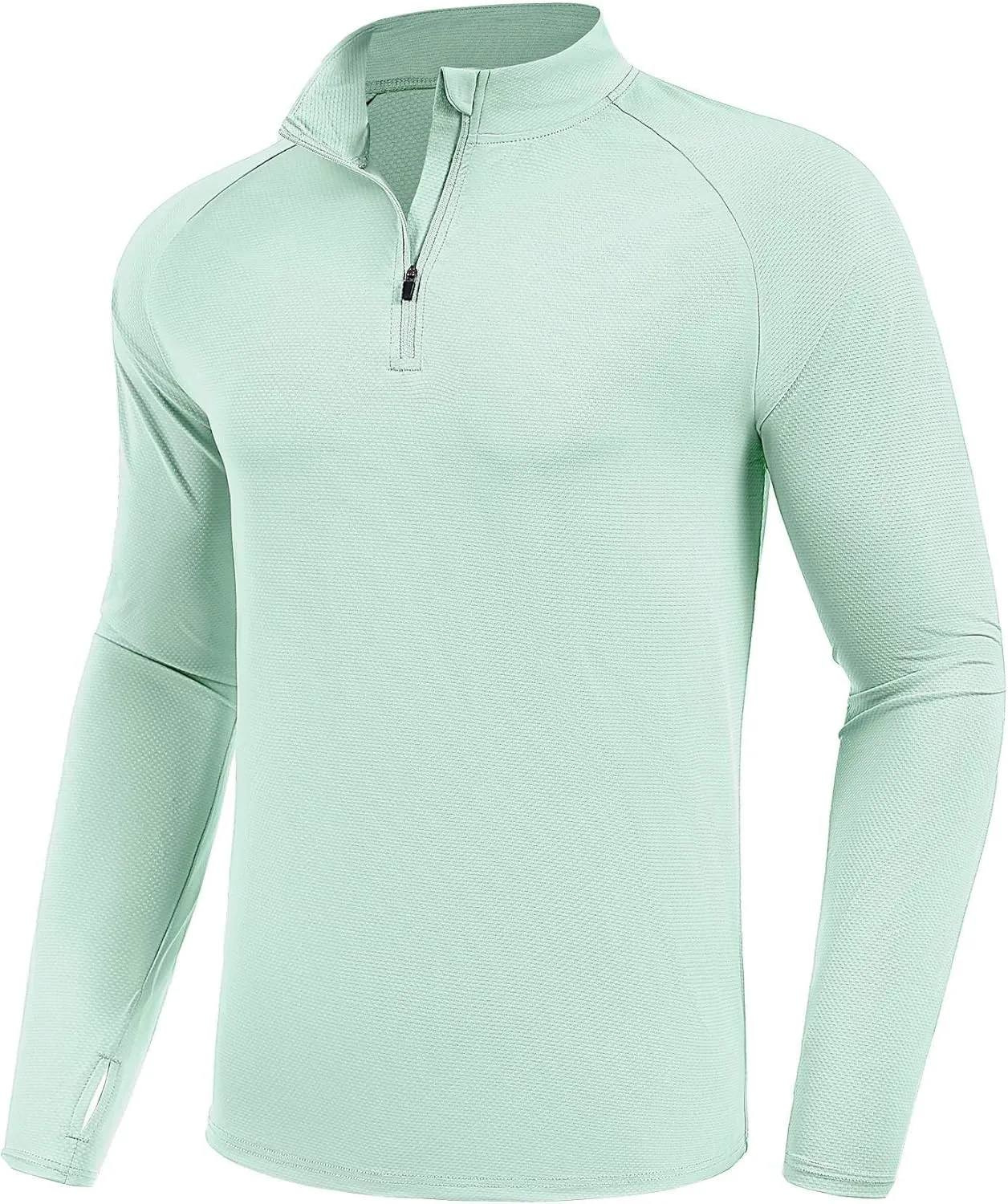 PINSPARK UV Long Sleeve Shirt for Men Quarter Zip Pullover Lightweight Rash Guard with Thumb Hole Quick Dry Workout Shirts