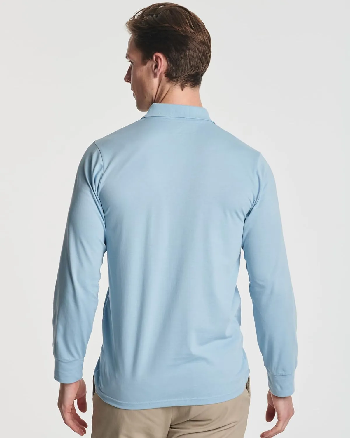 Real Essentials 3 Pack Men's Cotton Jersey Long-Sleeve Polo Shirt - Casual Workwear Office (Available in Big & Tall)