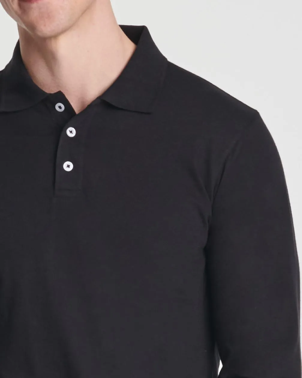 Real Essentials 3 Pack Men's Cotton Jersey Long-Sleeve Polo Shirt - Casual Workwear Office (Available in Big & Tall)