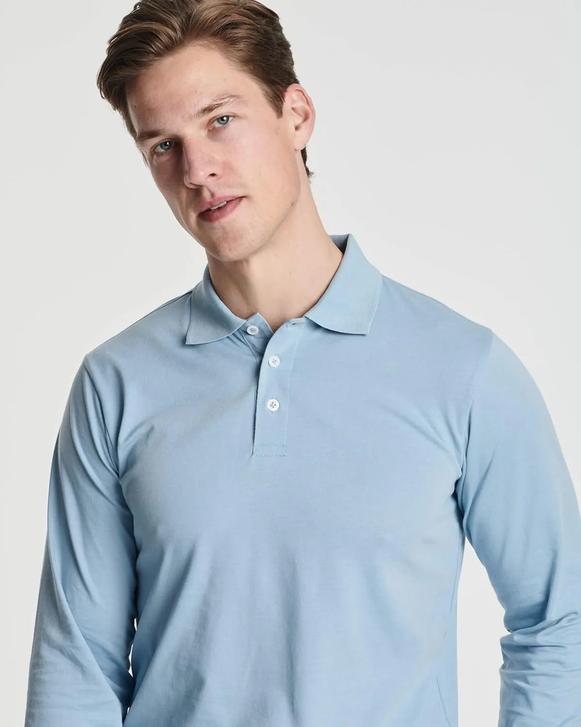 Real Essentials 3 Pack Men's Cotton Jersey Long-Sleeve Polo Shirt - Casual Workwear Office (Available in Big & Tall)