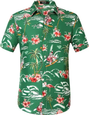 SSLR Pack Hawaiian Shirt for Men Flamingo Short Sleeve Casual Button Down Shirts Summer Beach Shirt