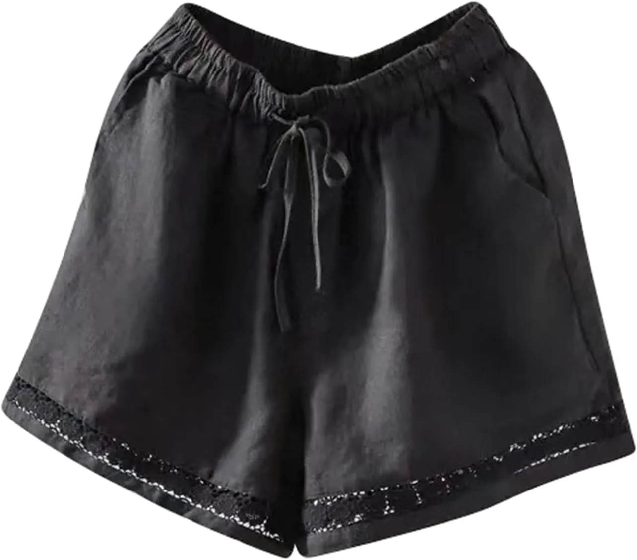 Summer Beach Shorts for Women High Waisted Flowy Lounge Shorts Drawstring Wide Leg Short Linen Pants Cruise Outfits