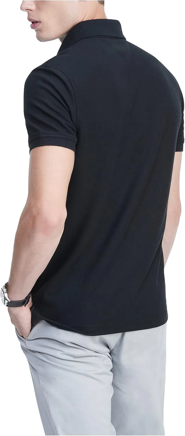 Tommy Hilfiger Men's Short Sleeve Moisture Wicking Stretch Polo Shirt with Quick Dry   UV Protection