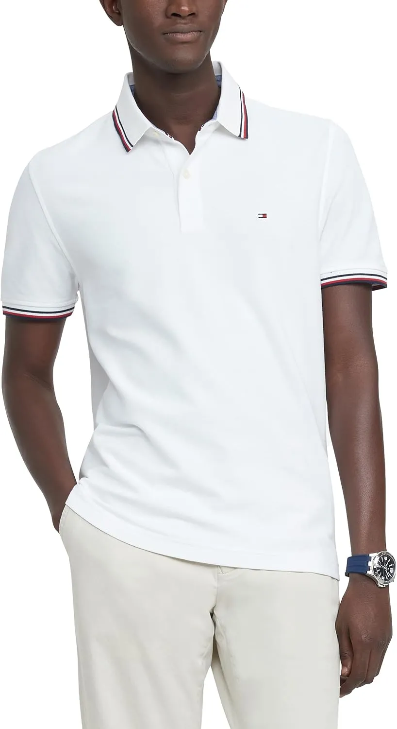 Tommy Hilfiger Men's Short Sleeve Moisture Wicking Stretch Polo Shirt with Quick Dry   UV Protection