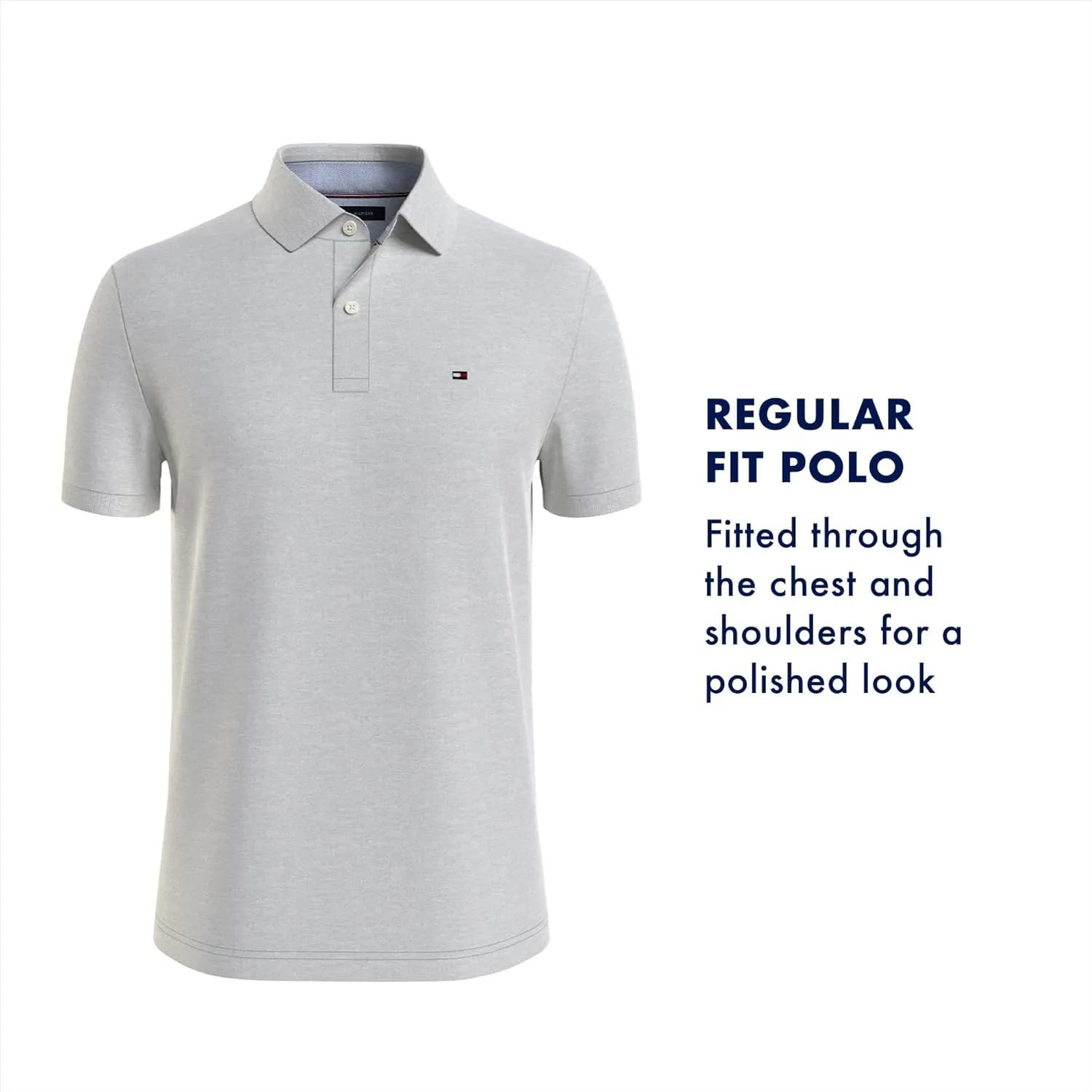 Tommy Hilfiger Men's Short Sleeve Moisture Wicking Stretch Polo Shirt with Quick Dry   UV Protection