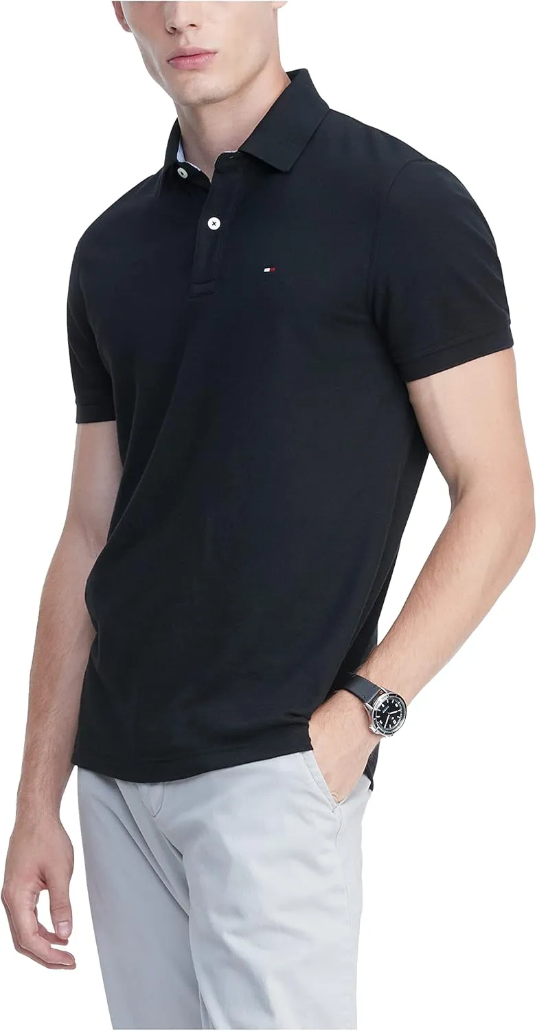 Tommy Hilfiger Men's Short Sleeve Moisture Wicking Stretch Polo Shirt with Quick Dry   UV Protection