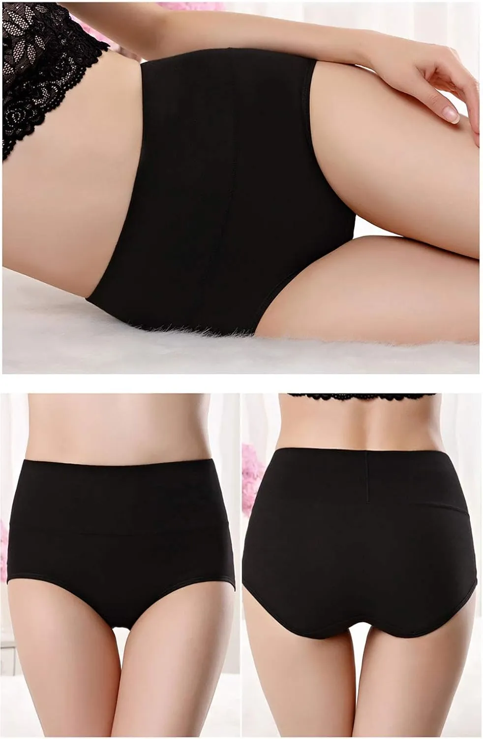 UMMISS Womens Underwear,Cotton High Waist Underwear for Women Full Coverage Soft Comfortable Briefs Panty Multipack
