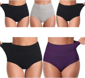 UMMISS Womens Underwear,Cotton High Waist Underwear for Women Full Coverage Soft Comfortable Briefs Panty Multipack