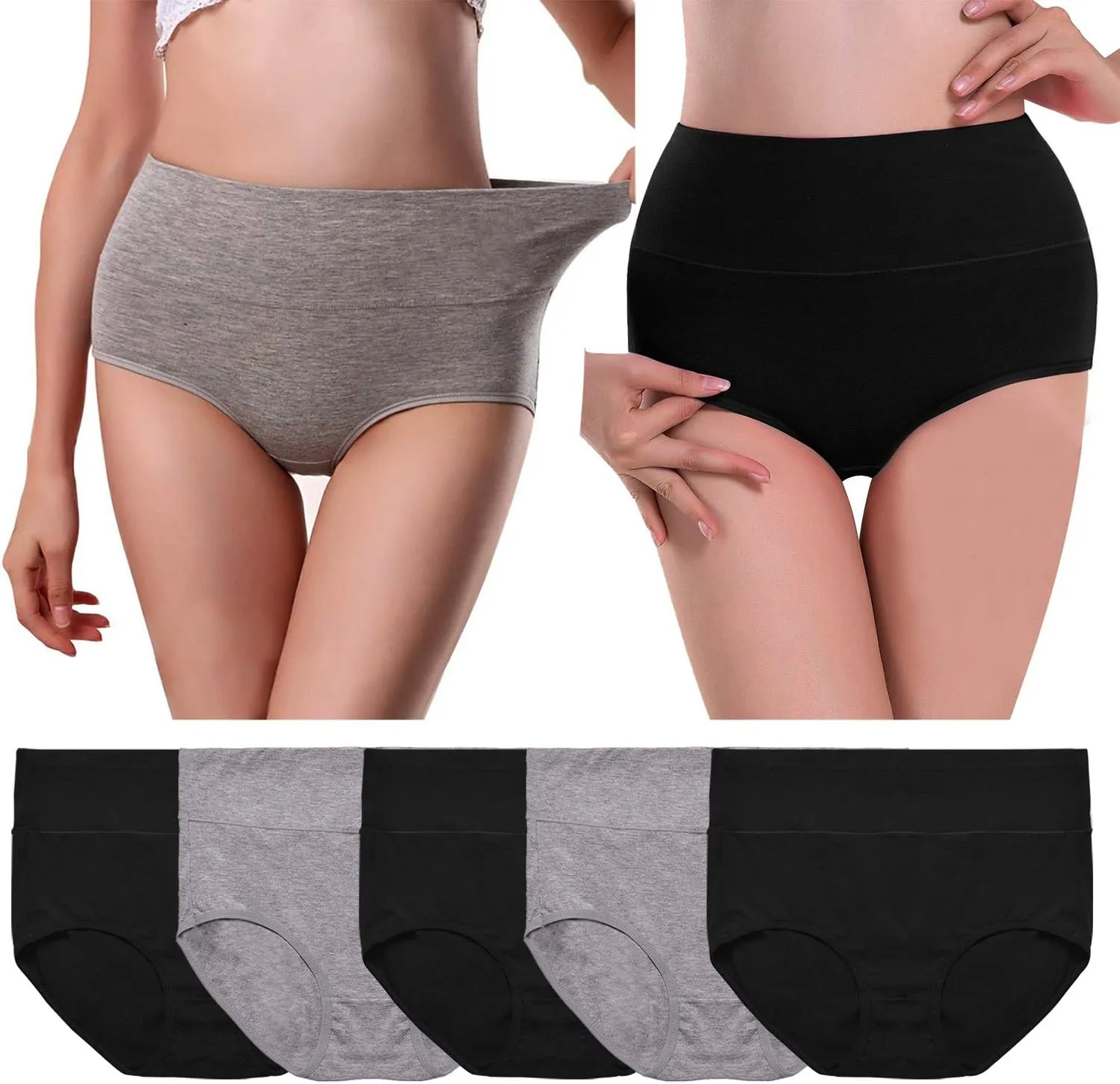 UMMISS Womens Underwear,Cotton High Waist Underwear for Women Full Coverage Soft Comfortable Briefs Panty Multipack