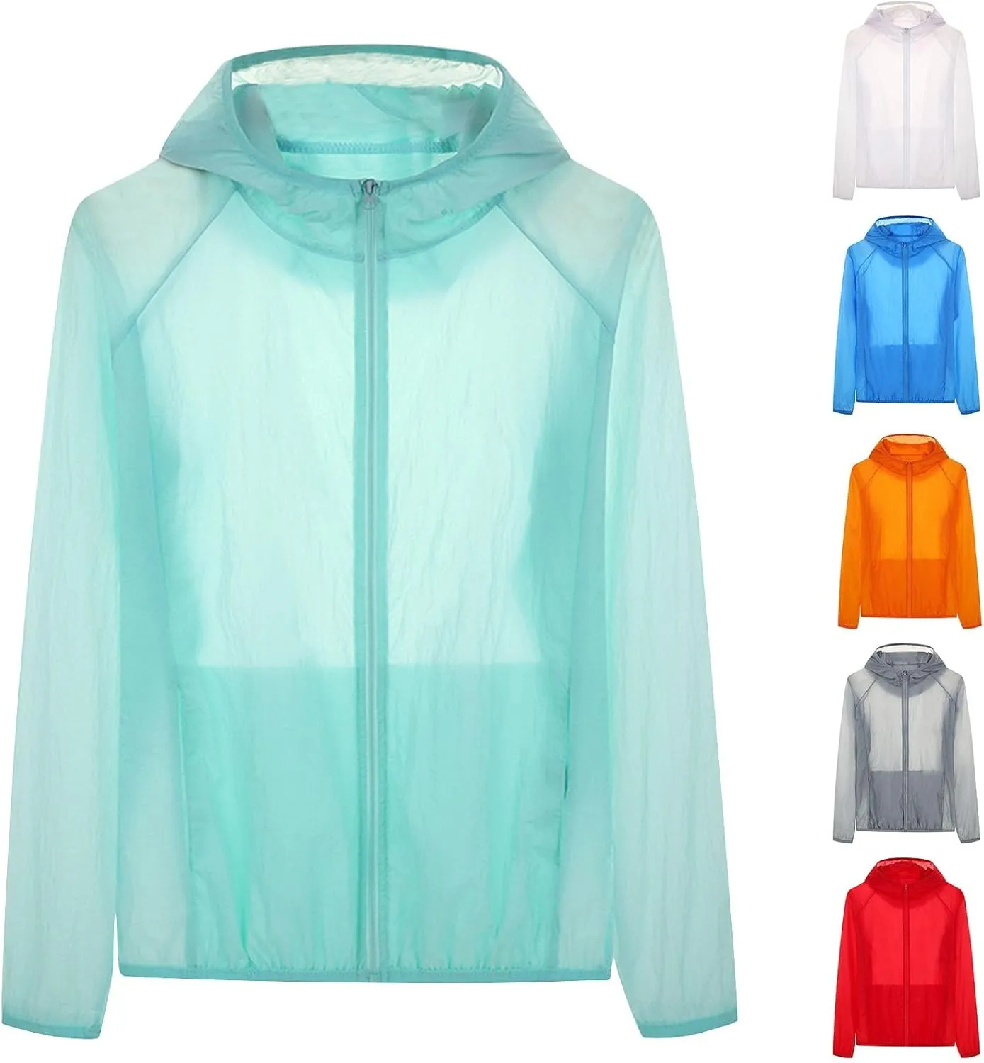 Unisex Sun Protection Jacket for Men & Women Full Zip Long Sleeve UV Hoodie Shirts Outdoor Athletic Jacket with Pocket