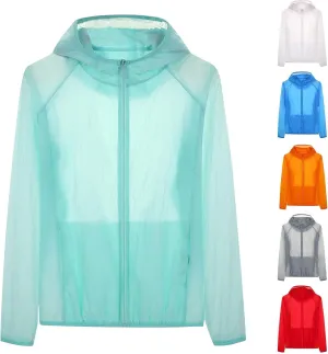 Unisex Sun Protection Jacket for Men & Women Full Zip Long Sleeve UV Hoodie Shirts Outdoor Athletic Jacket with Pocket