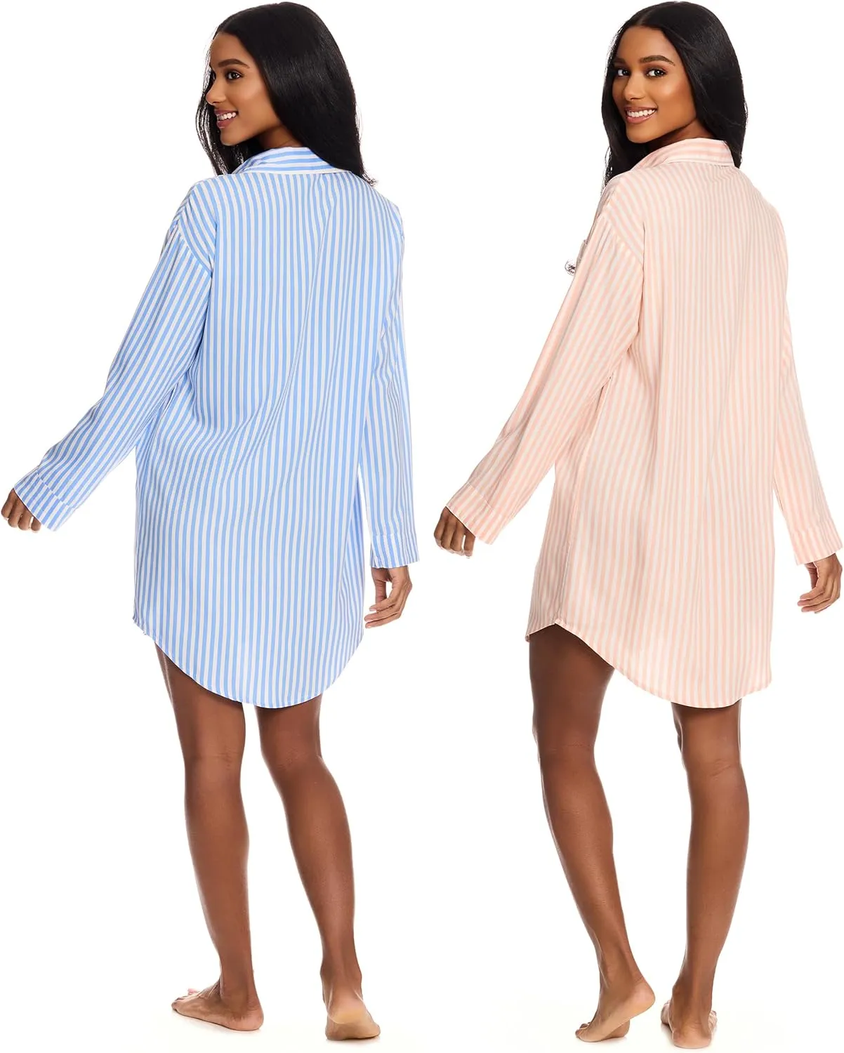 U.S. Polo Assn. Womens Sleep Shirts 2-Pack, Button Nightgowns for Women, Night Shirts Sleepwear