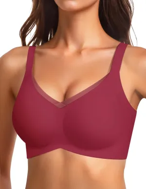 Vertvie Wireless Bras for Women No Underwire Supportive Mesh Crossover Bra Seamless Push Up Full Coverage Everyday Bralettes