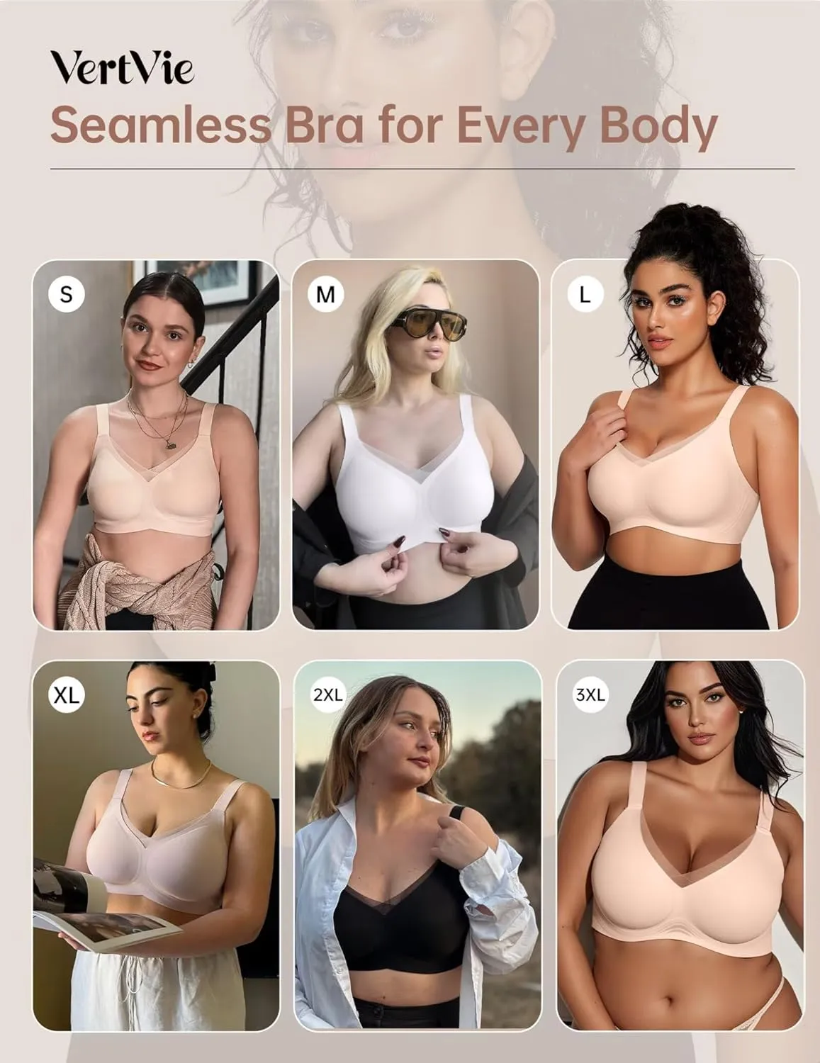 Vertvie Wireless Bras for Women No Underwire Supportive Mesh Crossover Bra Seamless Push Up Full Coverage Everyday Bralettes