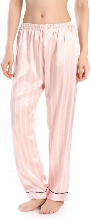 Wantschun Womens Satin Silk Sleepwear Long Pajamas Pants Nightwear Loungewear Pj Bottoms Trousers XXS-XXXL