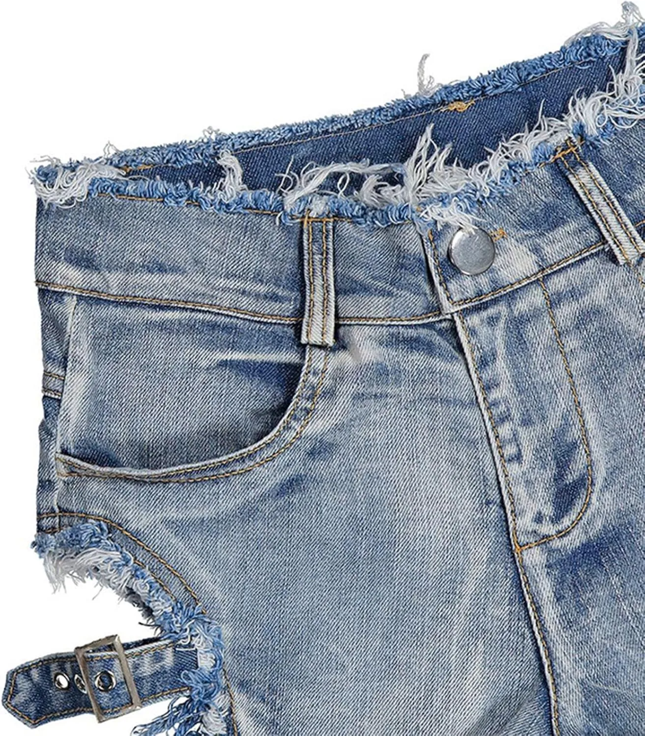 Women Denim Shorts Mid Rise Ripped Stretchy Jean Shorts Frayed Raw Hem Y2K Short Jeans Casual Summer Hot Short Pants