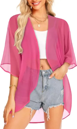 Women Kimono Cardigans Casual Summer Tops Cover up Open Front Floral Print Resort Wear