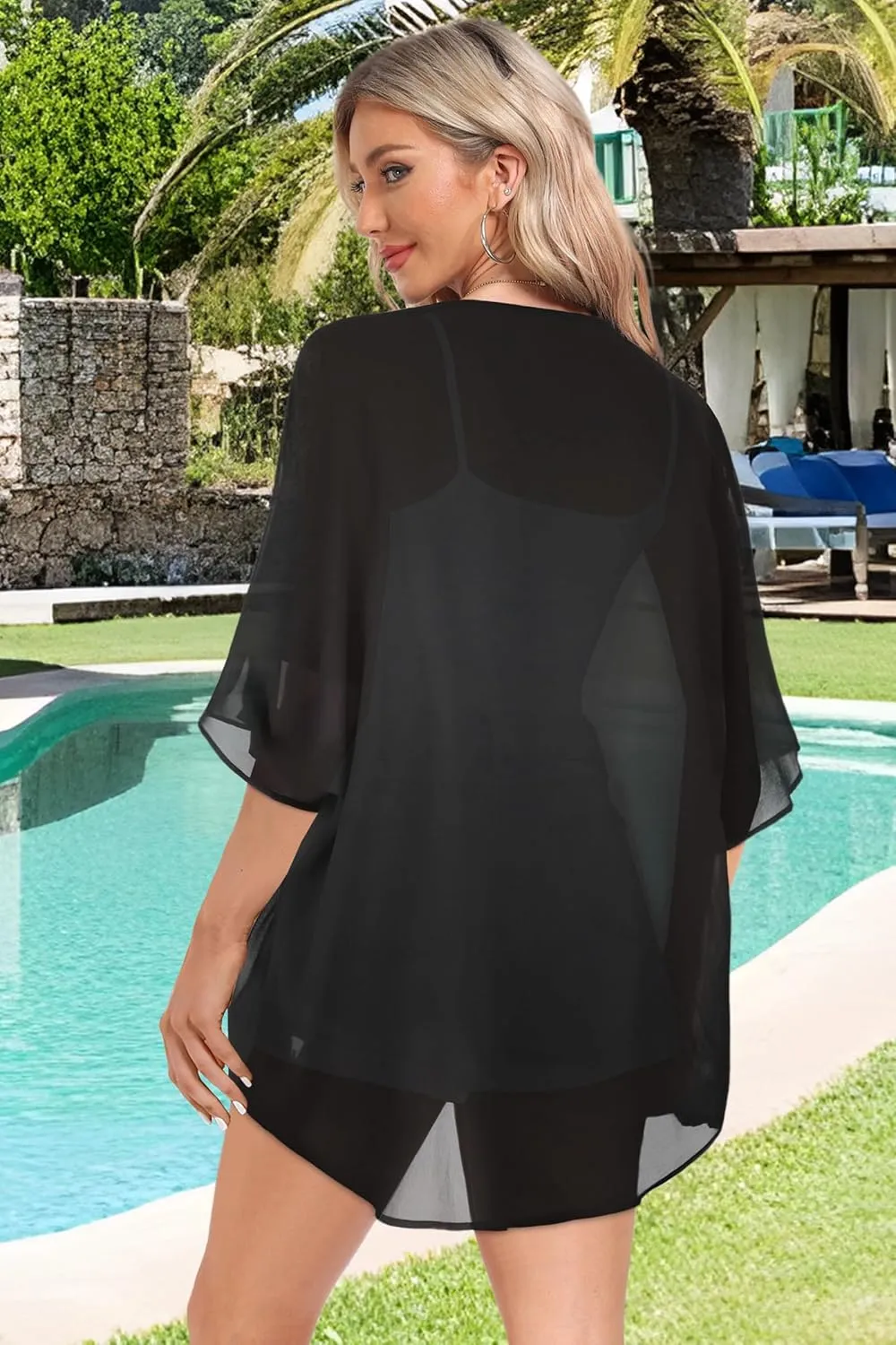 Women Kimono Cardigans Casual Summer Tops Cover up Open Front Floral Print Resort Wear