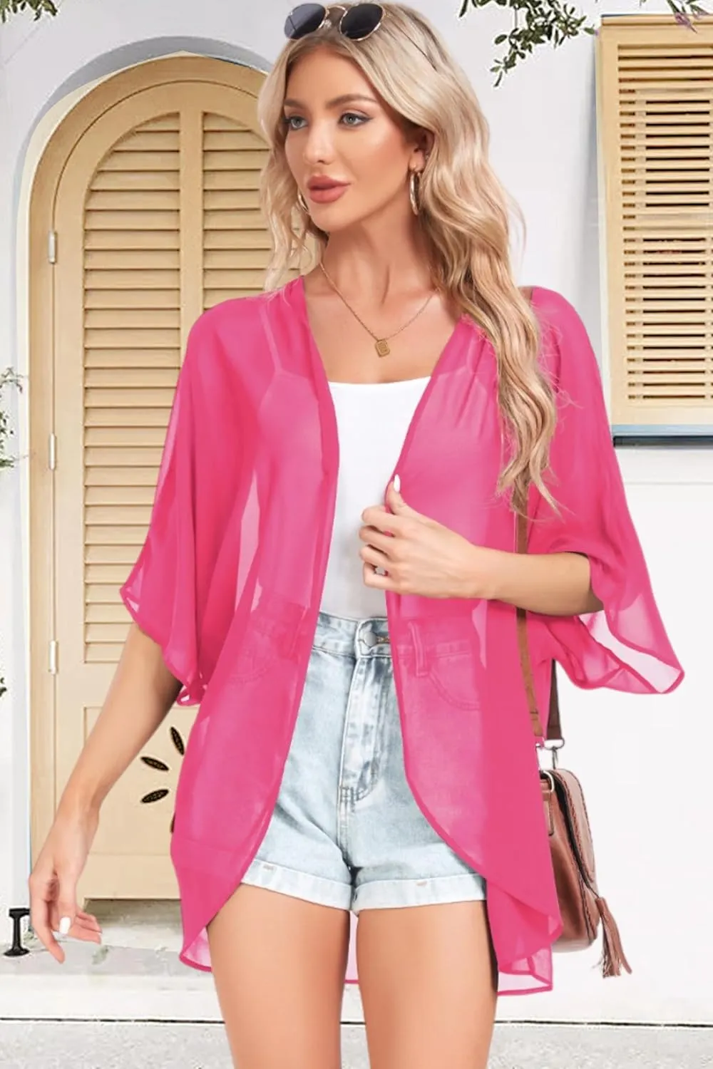 Women Kimono Cardigans Casual Summer Tops Cover up Open Front Floral Print Resort Wear